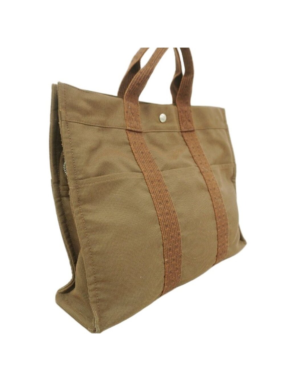 ★SOLD★ Hermes Tote Her Line Canvas Brown Silver - Picture 2 of 10